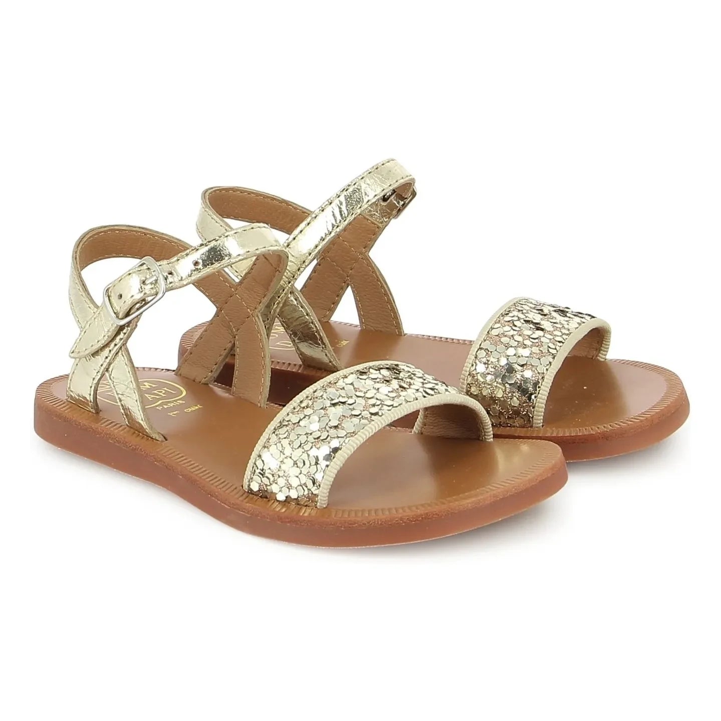 Pom d'Api - Sandalias brillantes con hebilla Plagette | Dorado