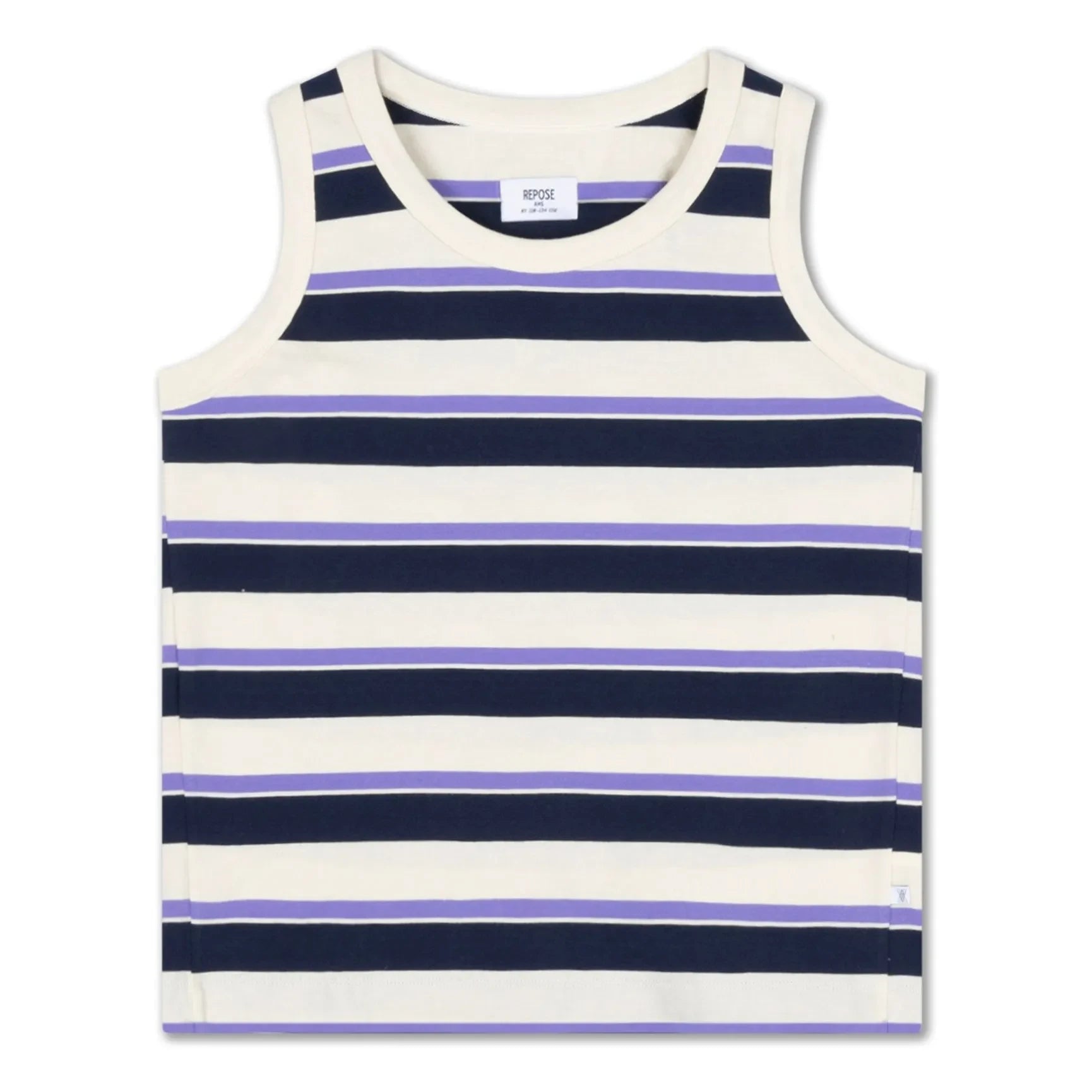 Repose AMS - Camiseta de tirantes a rayas de algodón orgánico | Crema