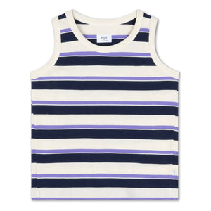 Repose AMS - Camiseta de tirantes a rayas de algodón orgánico | Crema