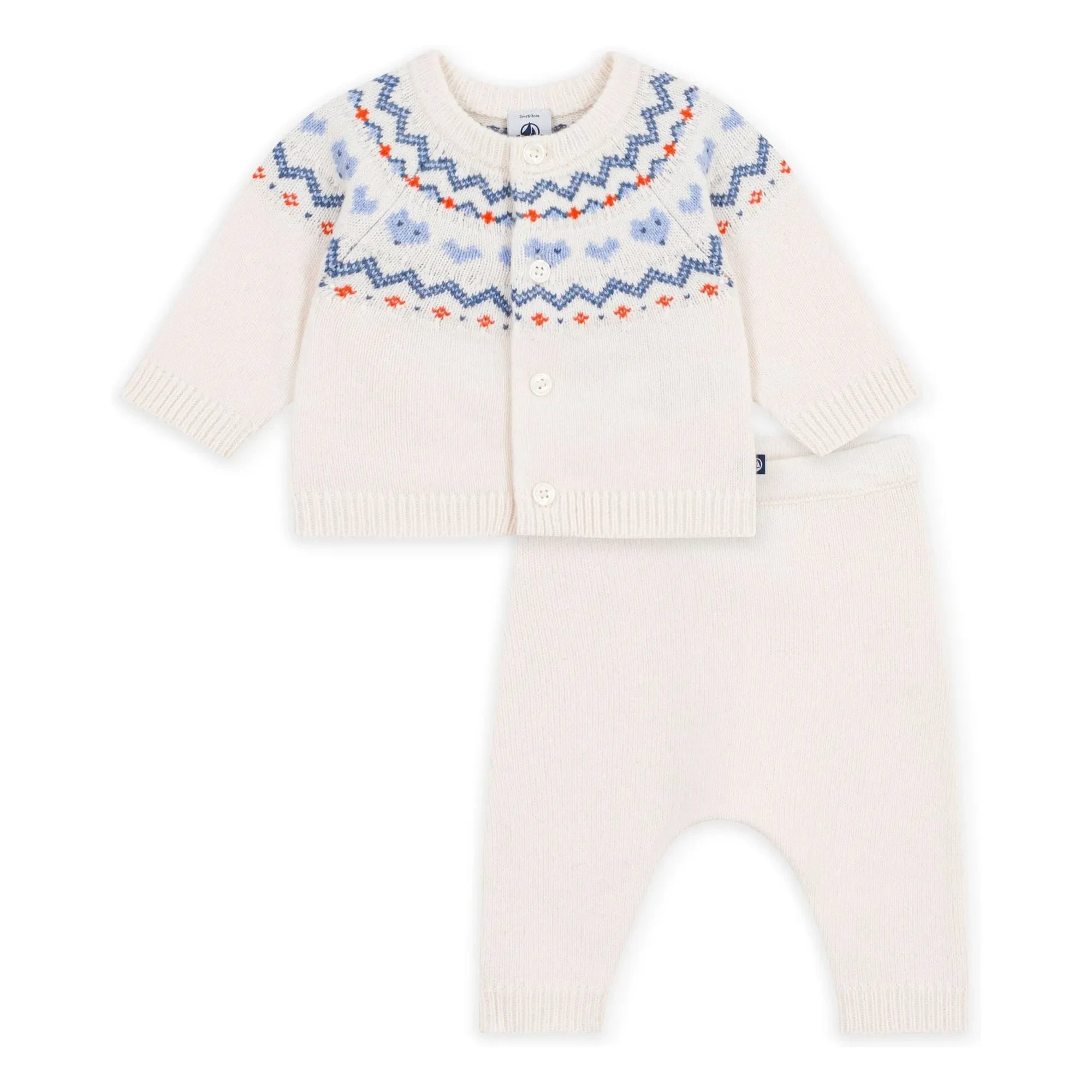 Petit Bateau - Yün Jakarlı Hırka ve Pantolon Takımı | Mavi