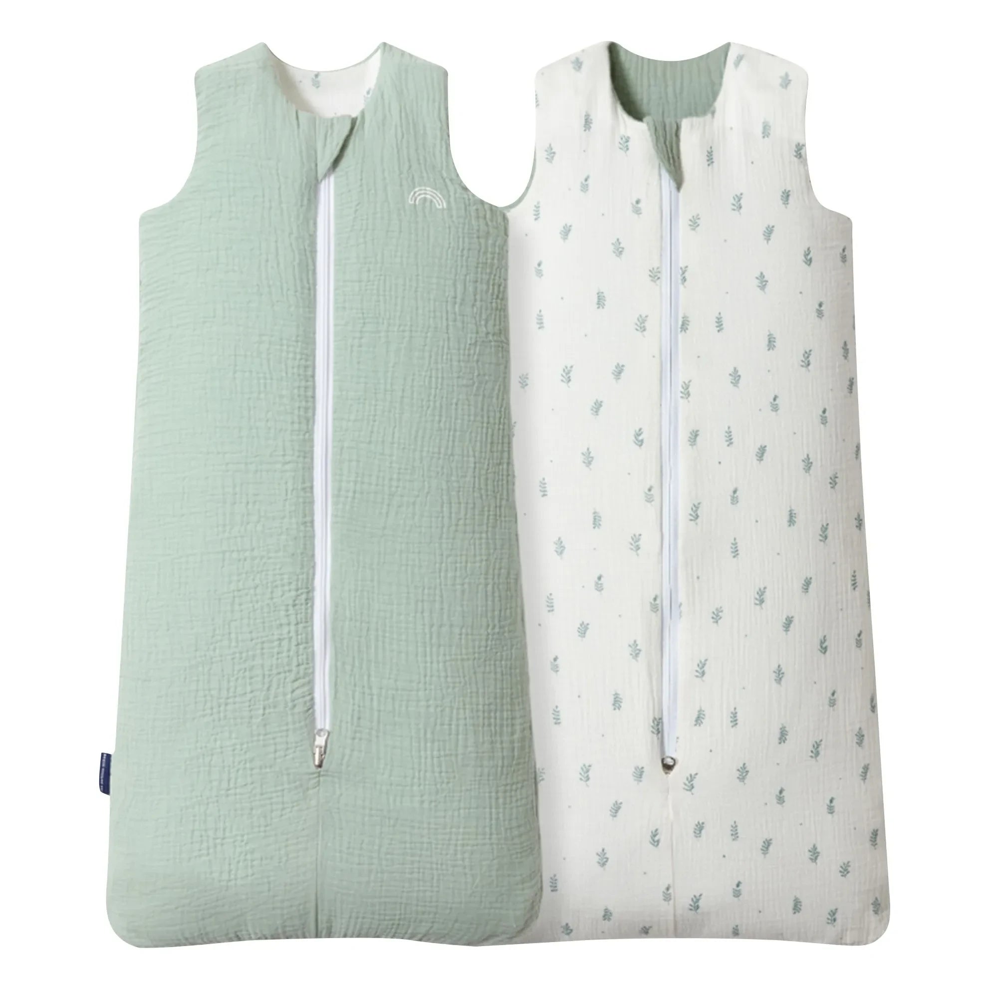 Les Petites Billes - Saco de dormir reversible de gasa de algodón de doble capa para todas las estaciones | Salvia
