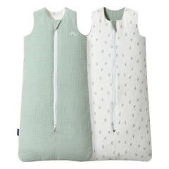 Les Petites Billes - Saco de dormir reversible de gasa de algodón de doble capa para todas las estaciones | Salvia