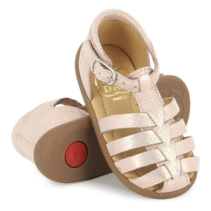 Pom d'Api - Sandalias metalizadas con tira de tobillo | Rosa palo