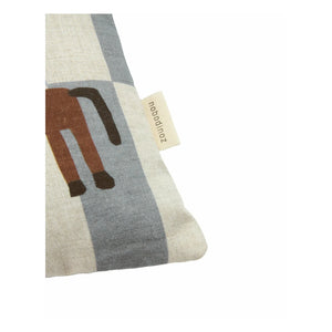 Nobodinoz - Cojín rectangular Cheval Vibes - Lino francés | Azul