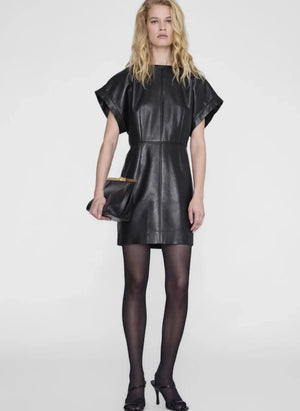 Anine Bing - Zelie Vestido de Cuero | Negro