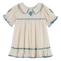 Emile et Ida - Vestido de cuello Claudine bordado | Crema