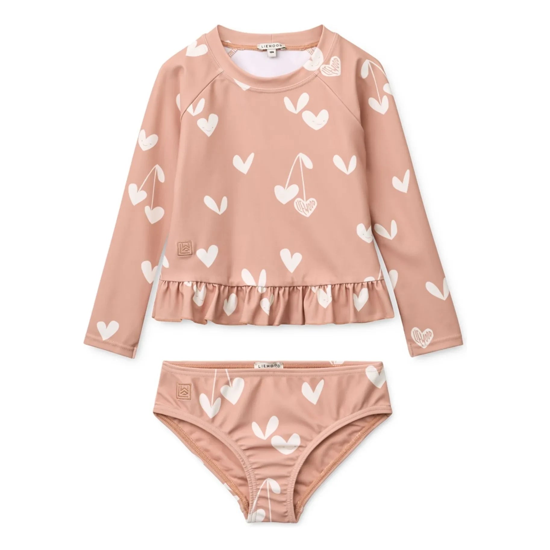 Liewood - Conjunto de camiseta y braguita Dagny Coeurs de fibra reciclada con protección UV | Rosa