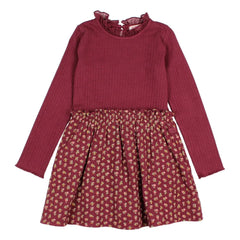 Búho - Vestido de algodón orgánico de doble tela Fleurie | Burdeos