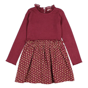 Búho - Vestido de algodón orgánico de doble tela Fleurie | Burdeos
