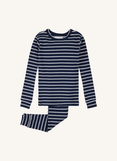 Petit Lem - Pijama acanalado de rayas en modal y algodón orgánico | Azul marino
