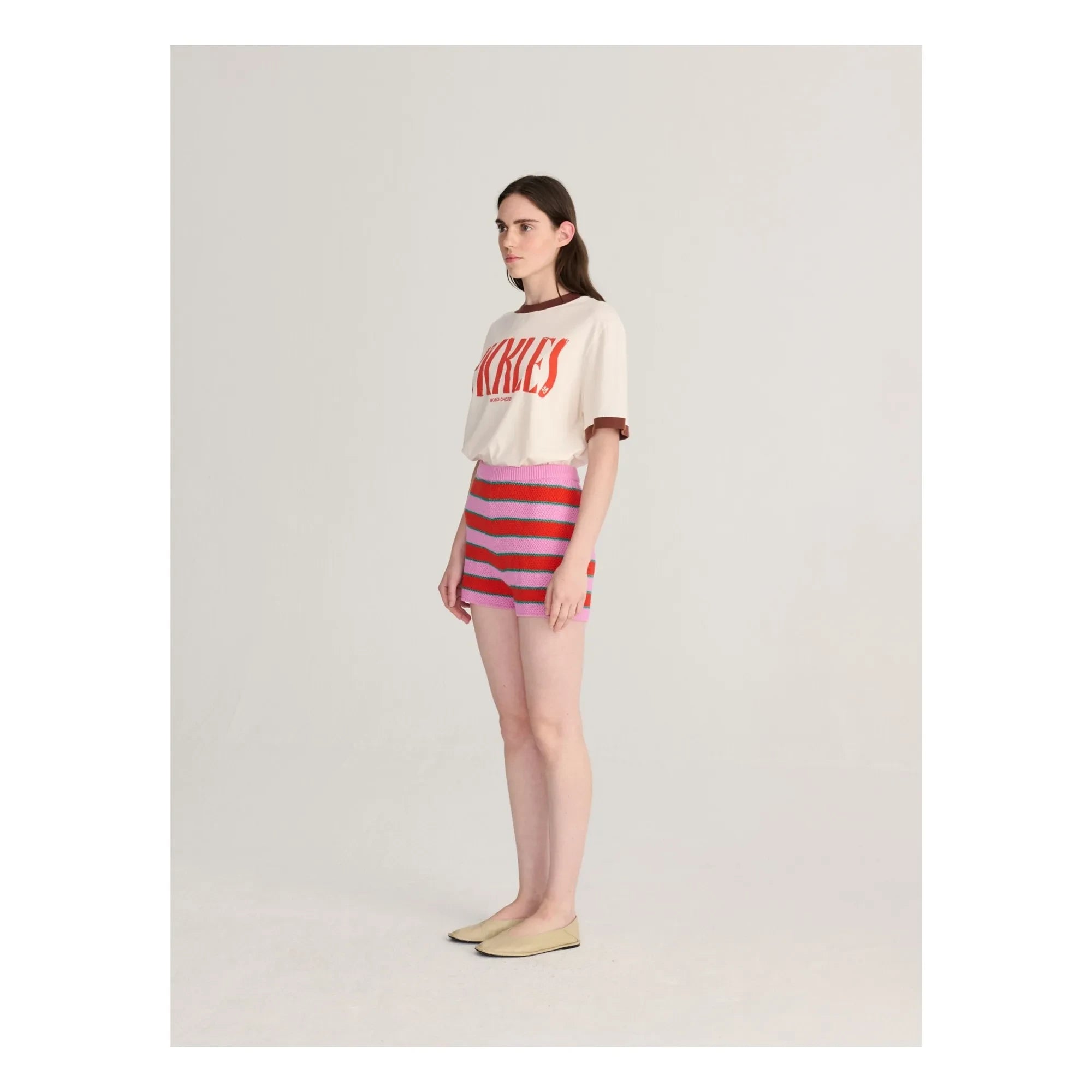 Bobo Choses - Shorts de rayas de algodón orgánico | Rosa