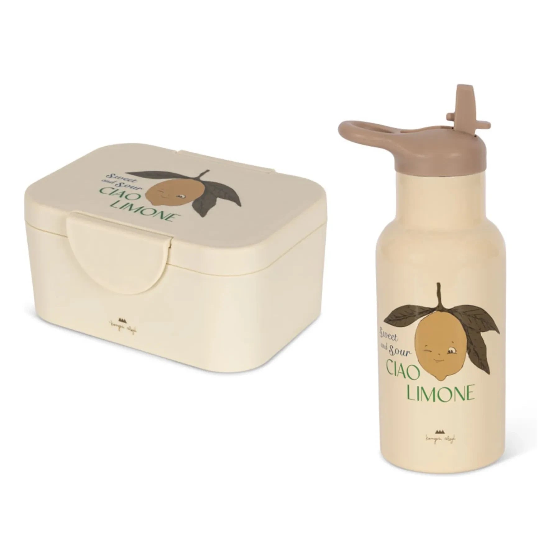 Konges Sløjd - Set de fiambrera y botella de agua limón | Beige