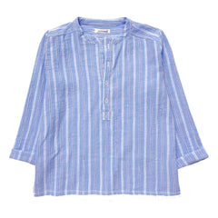 Sunchild - Blusa a rayas Negril con cuello tunecino | Azul