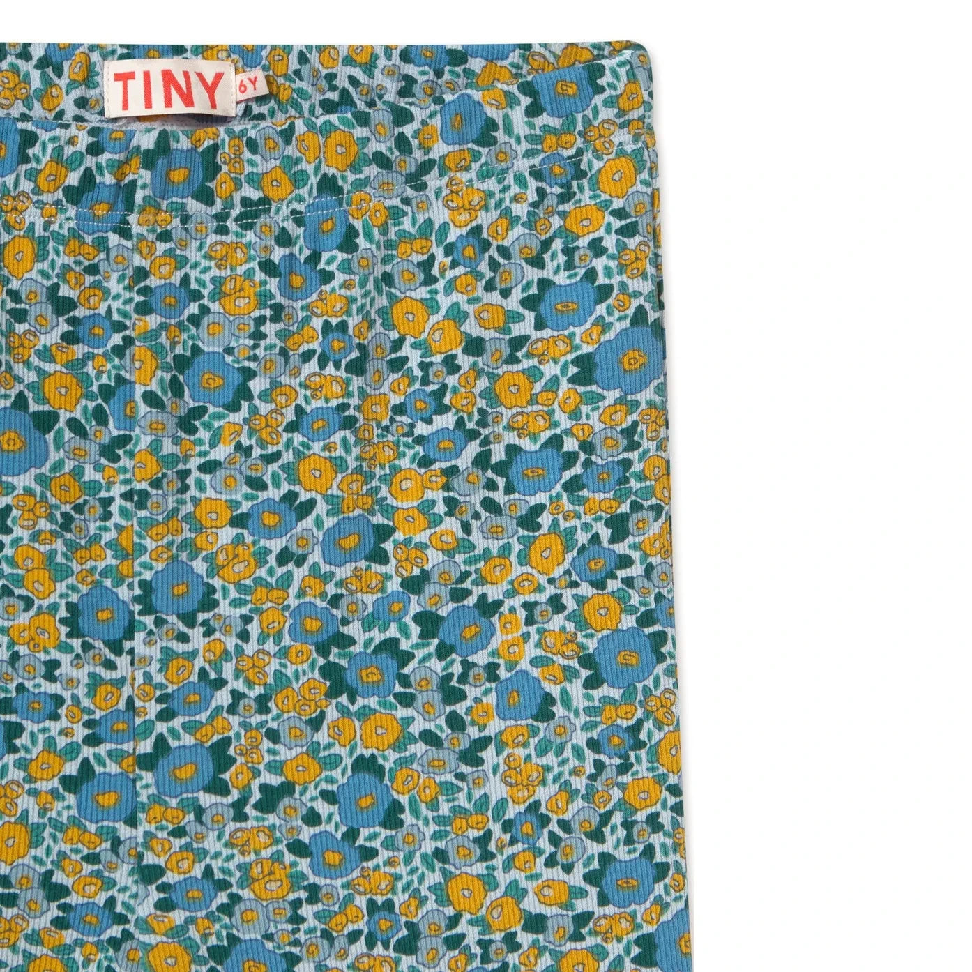 Tinycottons - Pantalones de pierna española de punto con estampado de flores de algodón orgánico | Azul