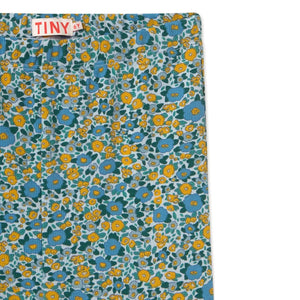 Tinycottons - Pantalones de pierna española de punto con estampado de flores de algodón orgánico | Azul