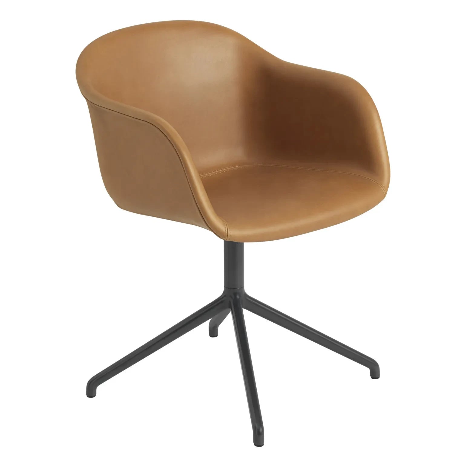 Muuto - Kolçaklı Fiber Deri Sandalye | Konyak