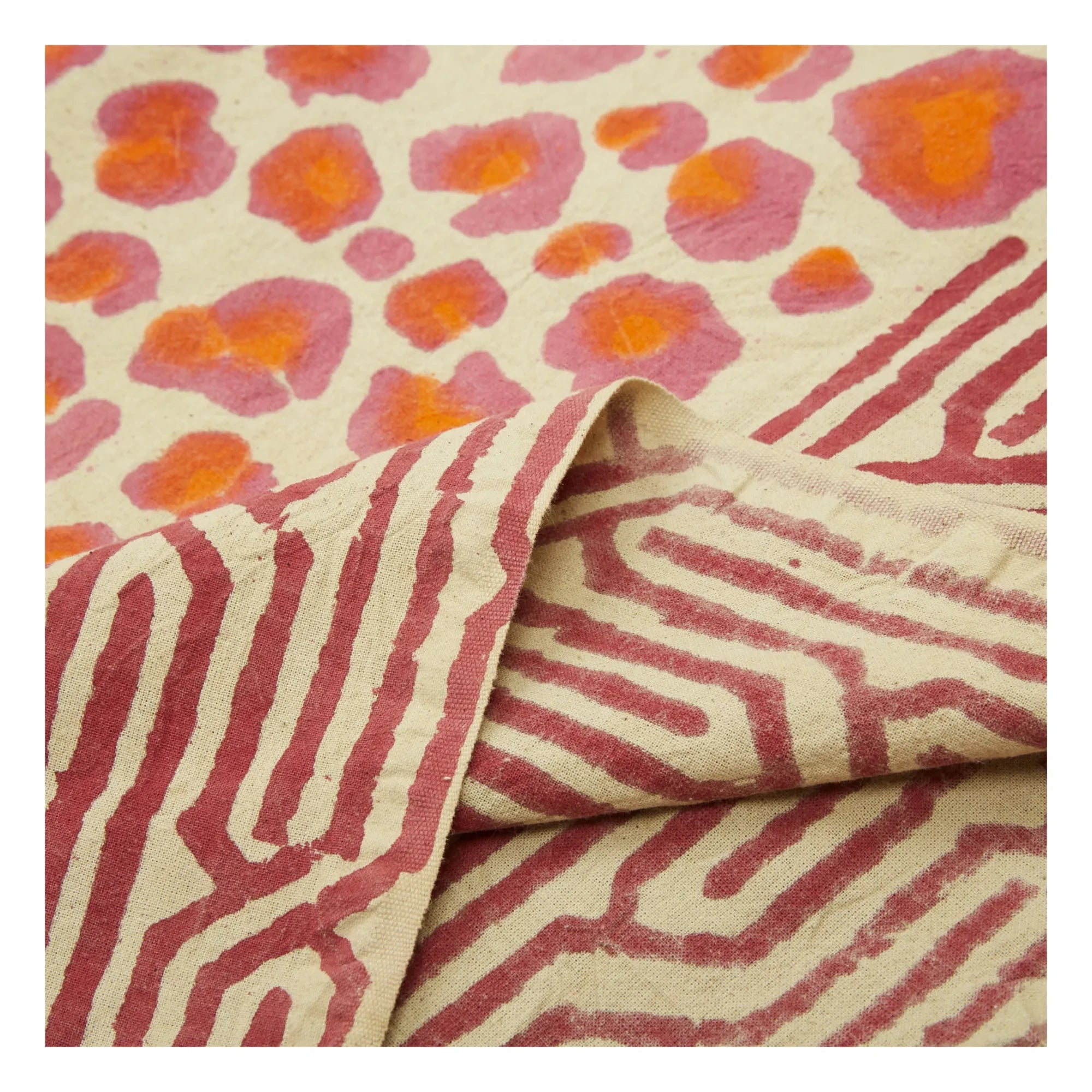 Doing Goods - Manta con estampado de leopardo y bolso de tela de algodón | Rosa