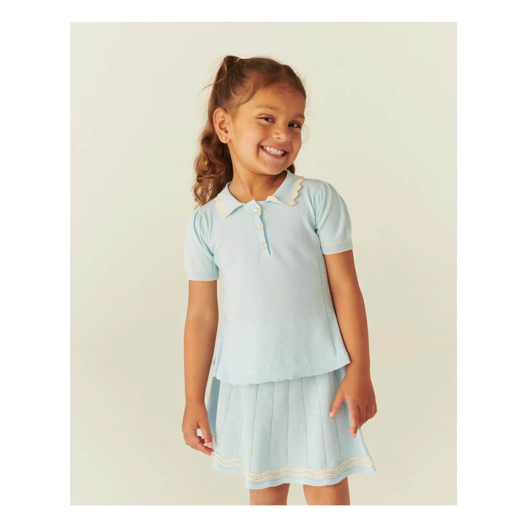Copenhagen Colors - Polo de algodón orgánico con cuello ramificado | Azul Glaciar