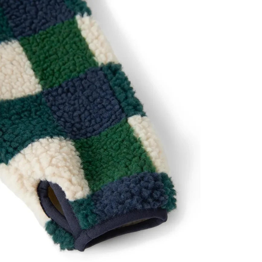 Liewood - Chaqueta tipo sherpa Nolan con estampado a cuadros, fabricada con fibras recicladas | Azul marino