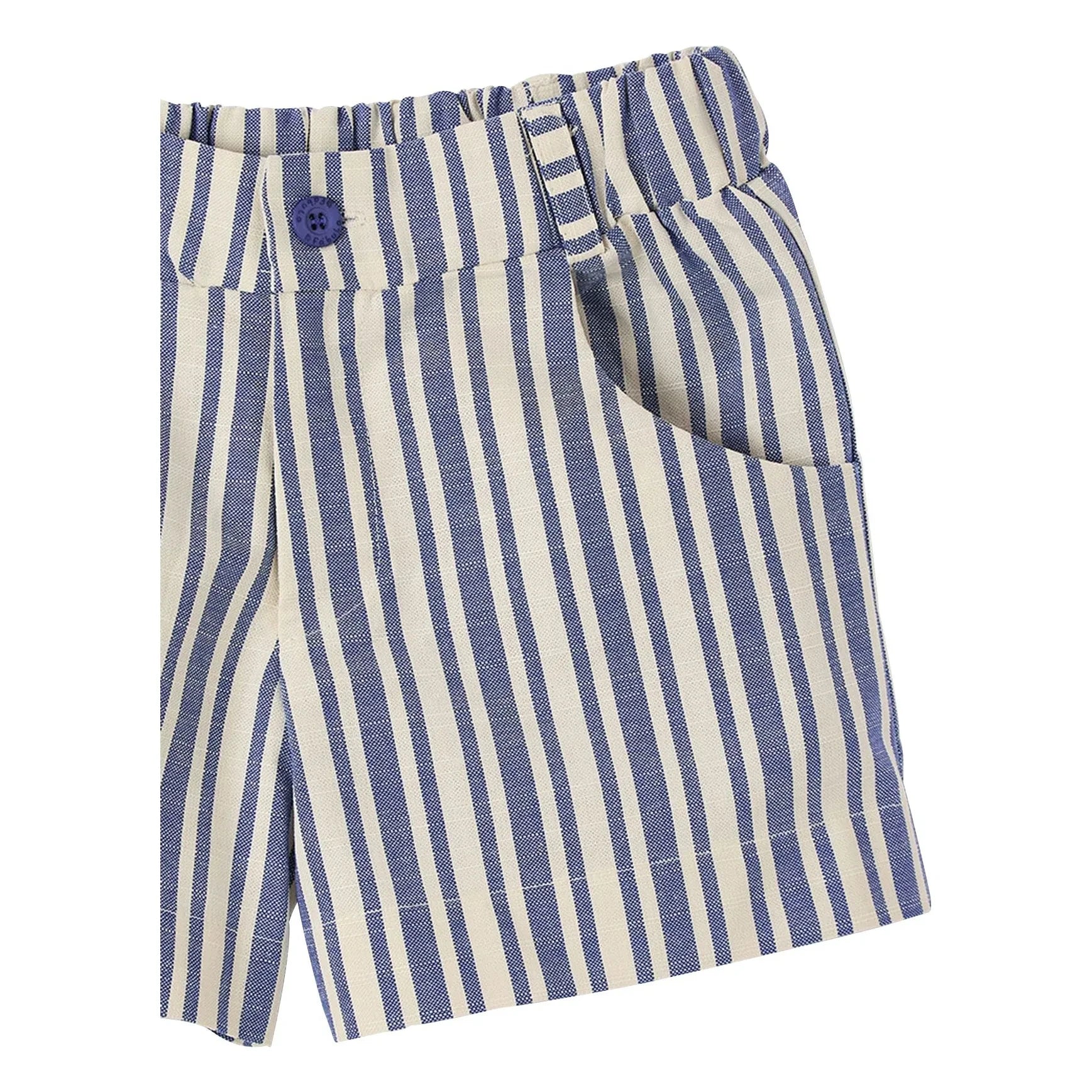 Fabula - Pantalones Cortos Anchos de Rayas | Azul Claro