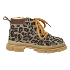 Angulus - Botines de encaje con cremallera y estampado de leopardo | Marrón topo