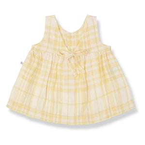 1+ en la familia - Vestido a cuadros de lino Aranella | Amarillo