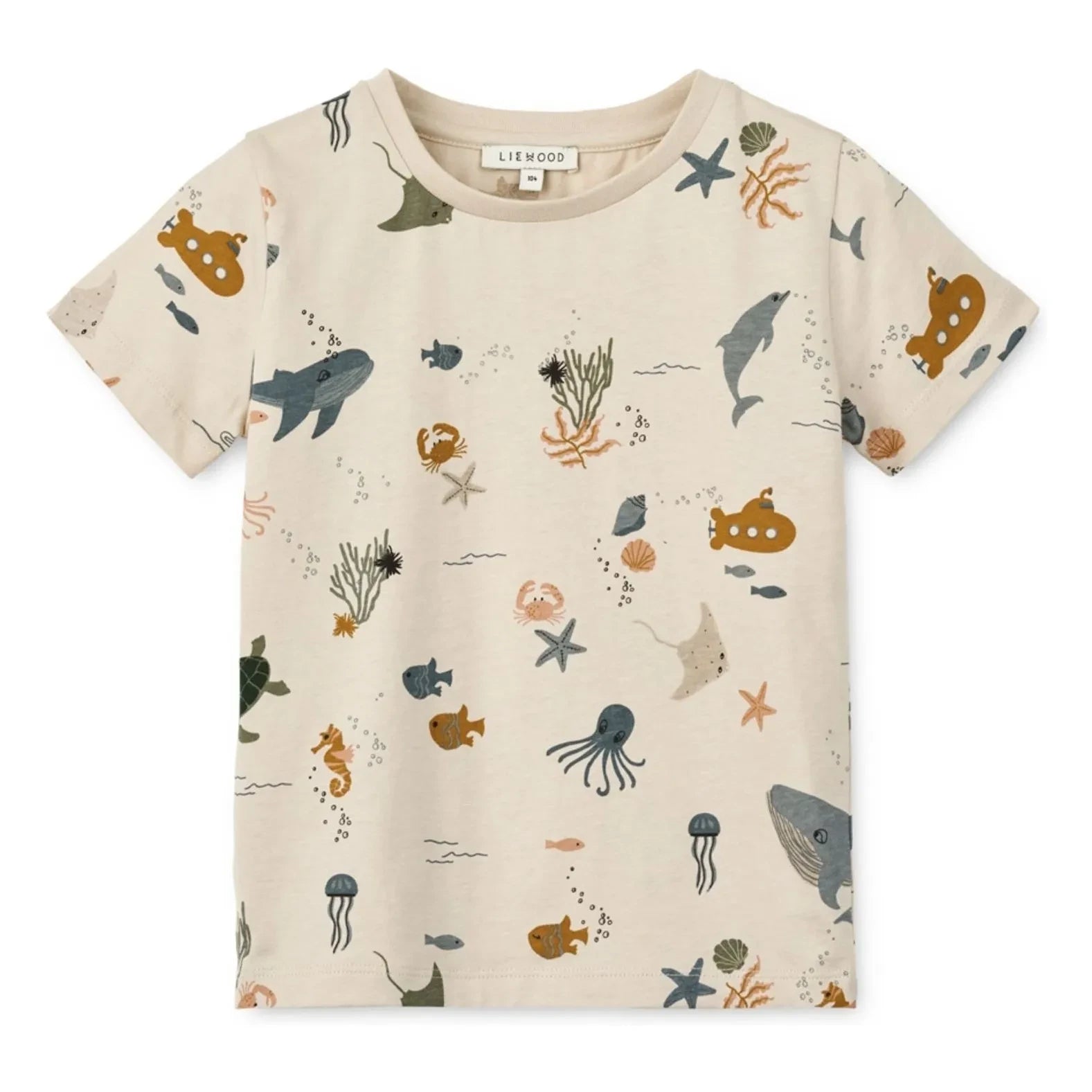 Liewood - Camiseta de algodón orgánico Apia Fish | Beige