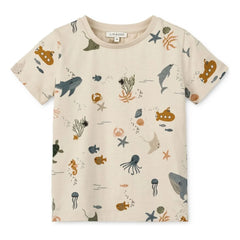 Liewood - Camiseta de algodón orgánico Apia Fish | Beige