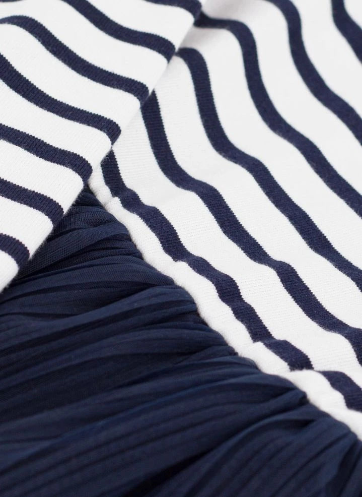 Petit Bateau - Tül Çizgili Elbise | Lacivert