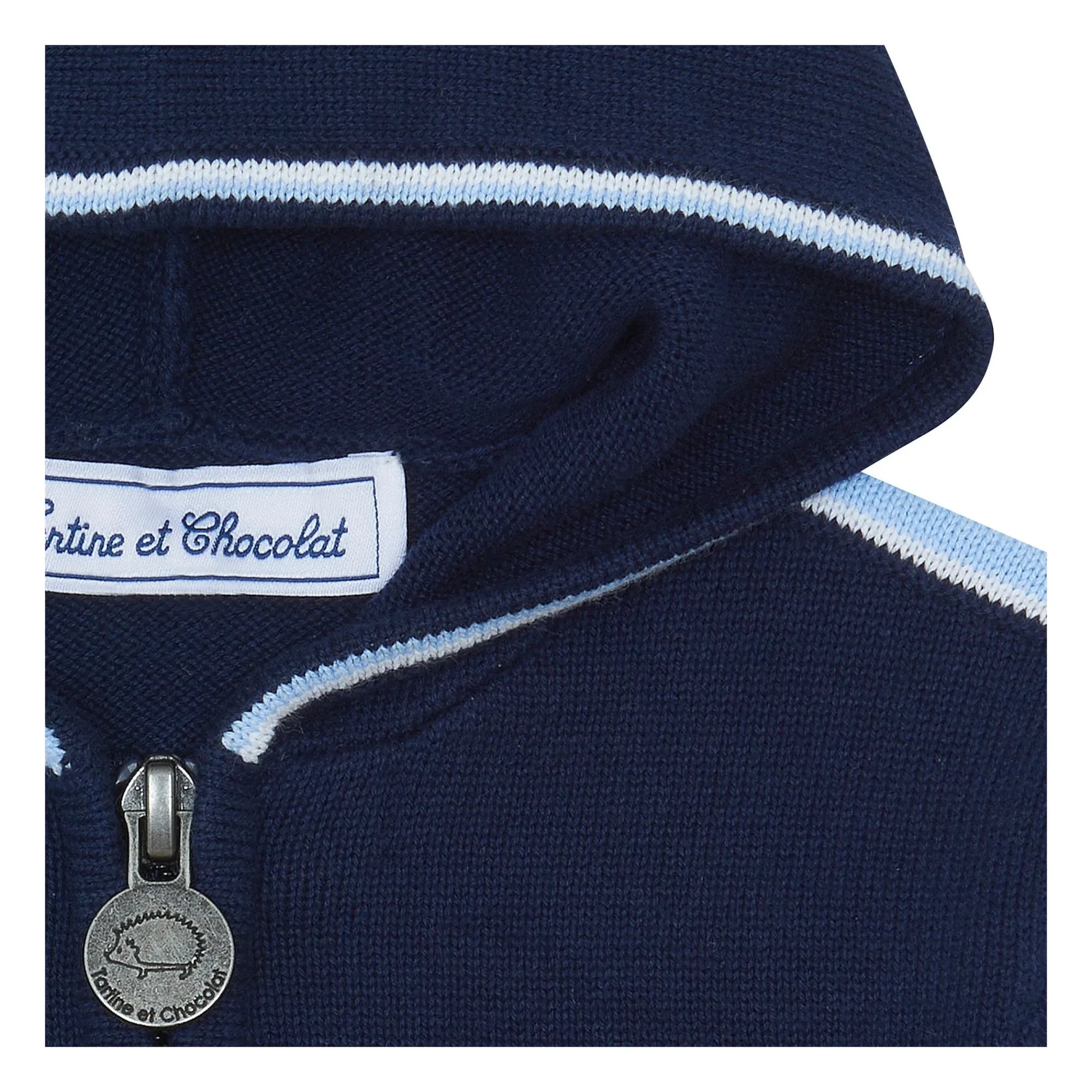 Tartine et Chocolat - Sudadera con cremallera y rayas en contraste | Azul marino