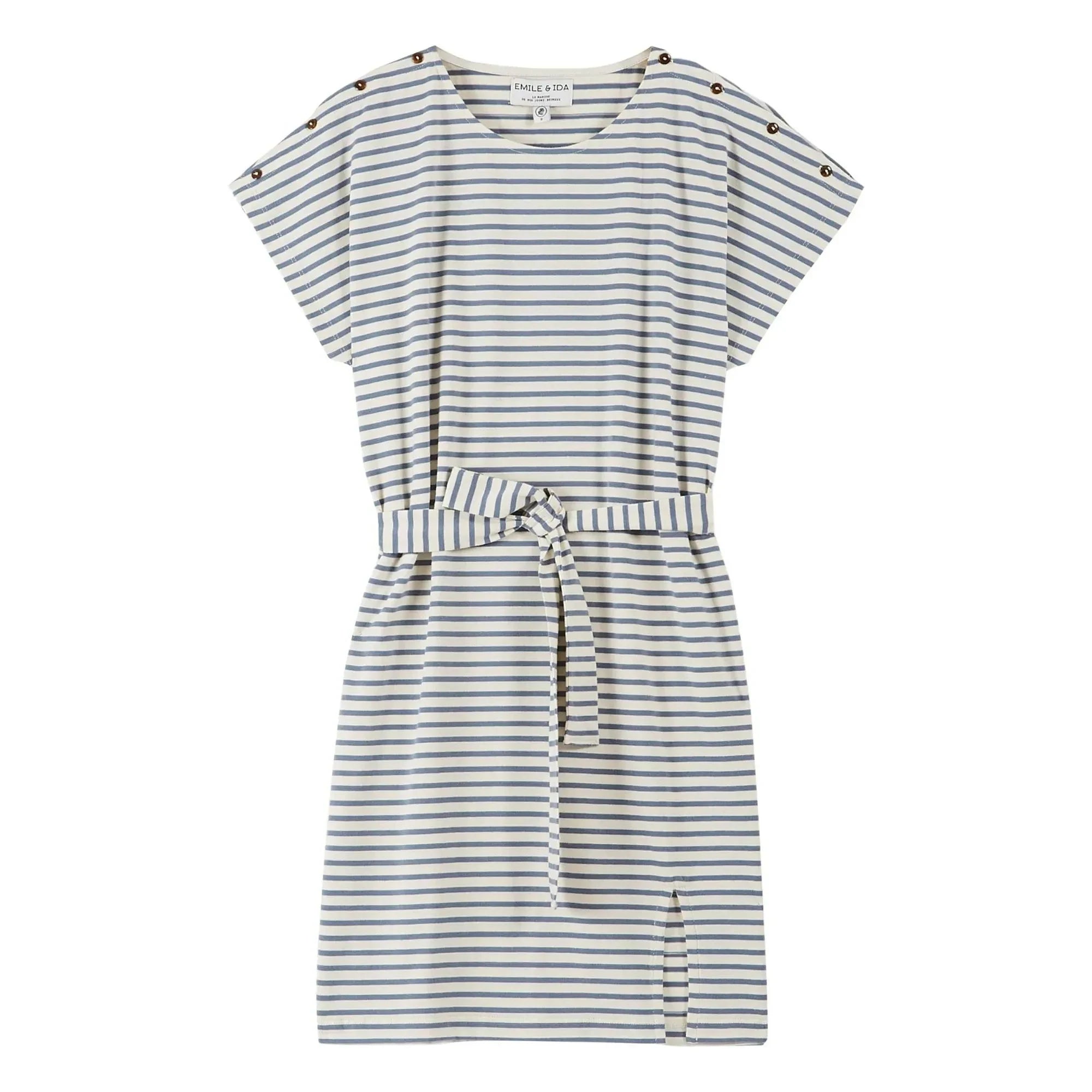 Emile et Ida - Vestido de rayas Bénédicte Algodón orgánico | Azul