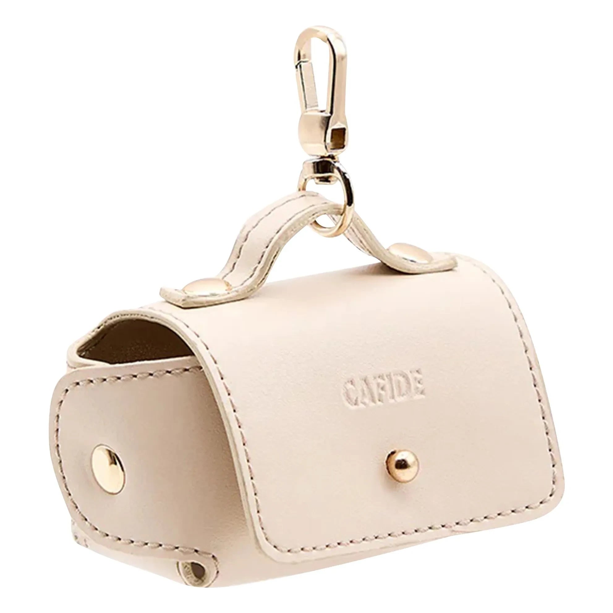 Cafide - Dispensador de bolsas de cuero vegano | Beige