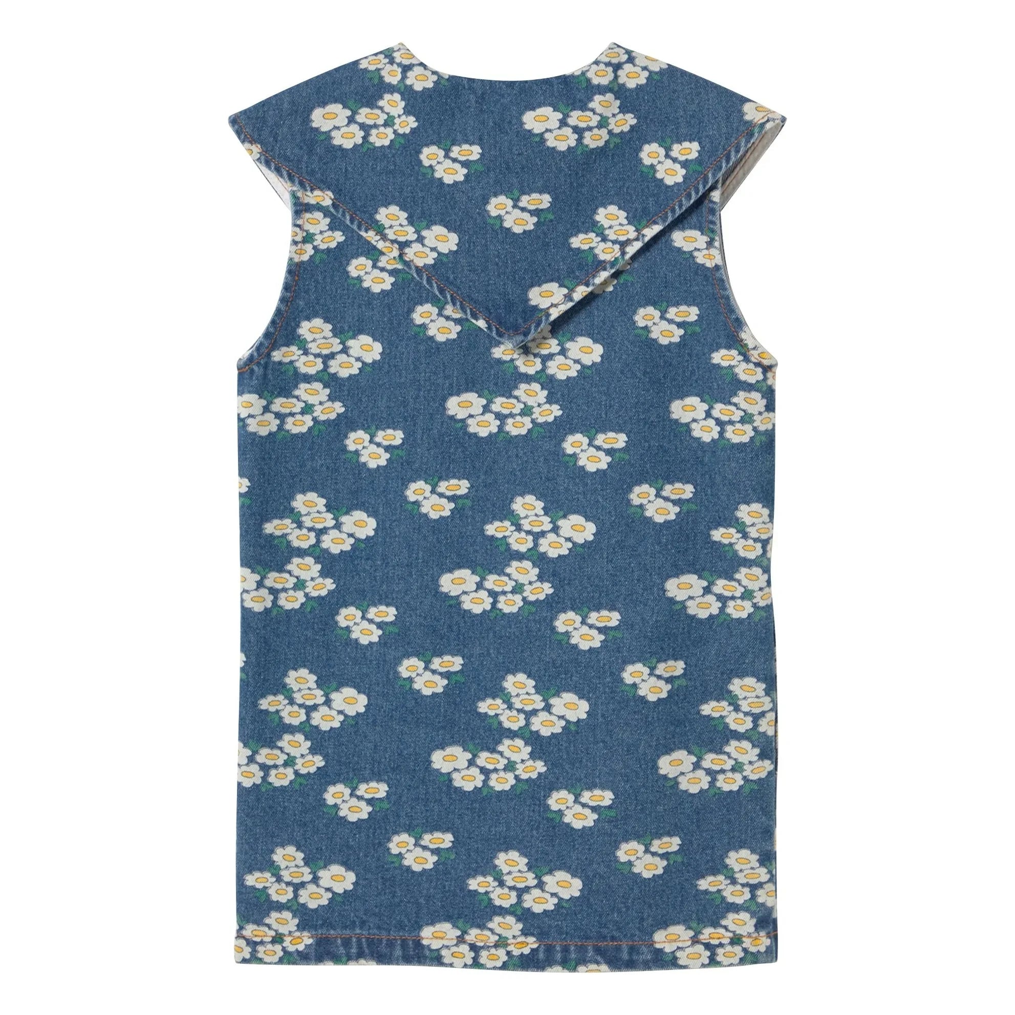 Tinycottons - Vestido Oversize de Margaritas y Cuello Vaquero | Azul