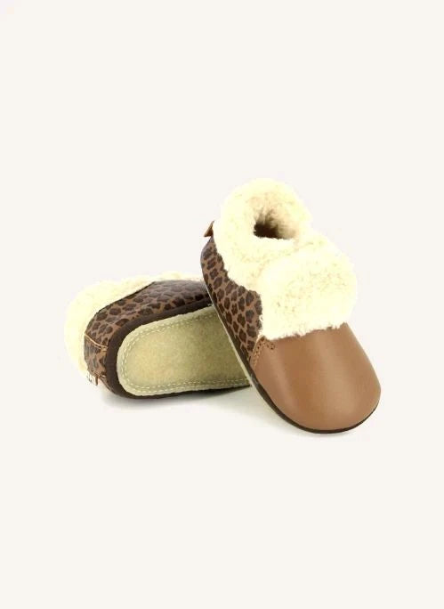 Bonton - Leopar Desenli Peluş Terlik | Kahverengi