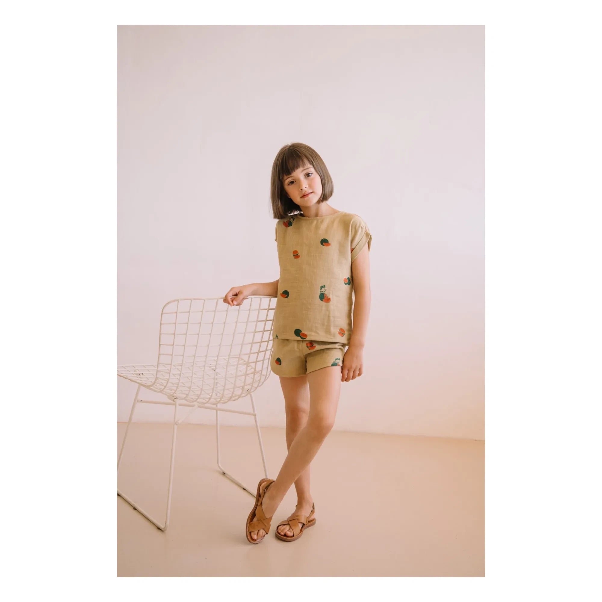 Studio Bohème - Short Georgette Gasa de Algodón Orgánico con Estampado de Sandía | Salvia