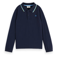 Scotch & Soda - Polo de piqué de manga larga | Azul marino
