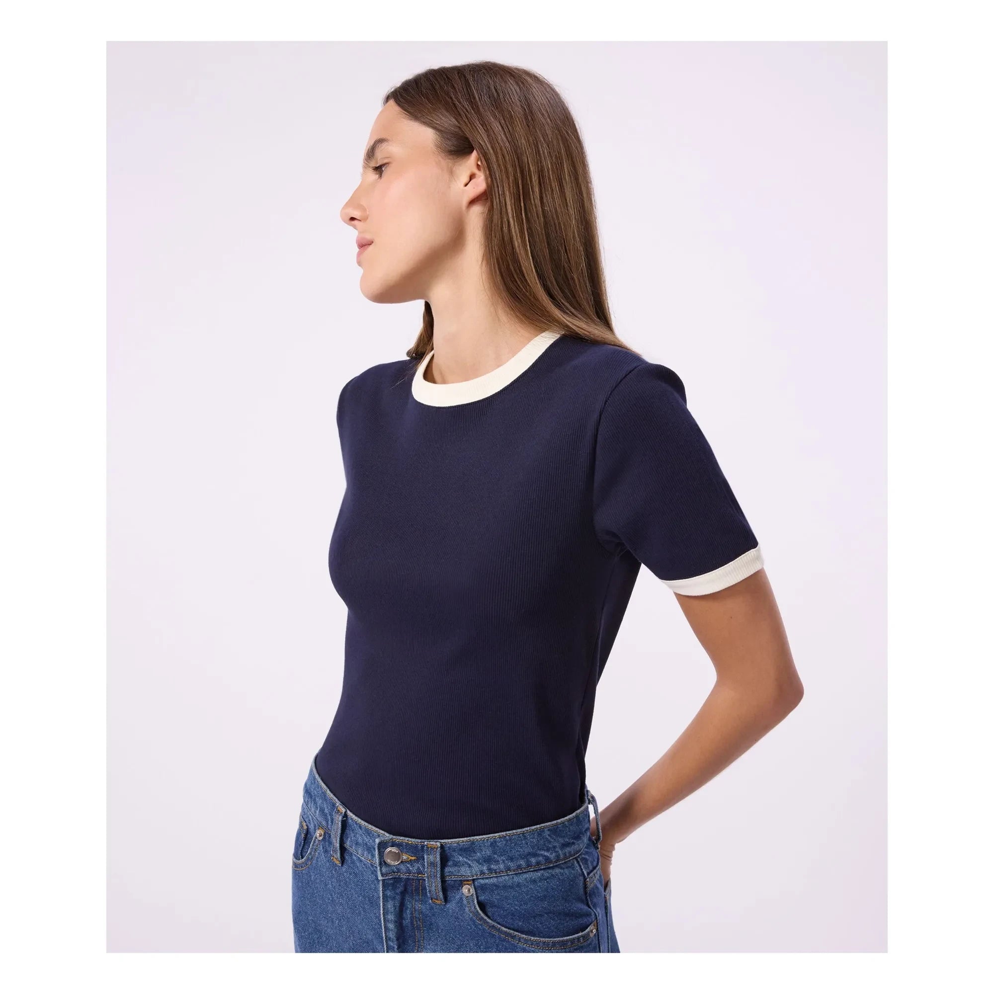 Petit Bateau - Camiseta Nervada Icónica | Azul Marino