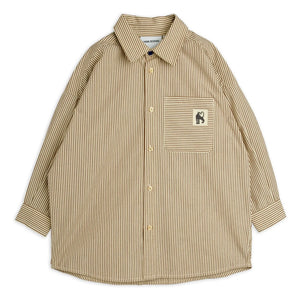 Mini Rodini - Camisa de popelín de algodón orgánico a rayas | Marrón