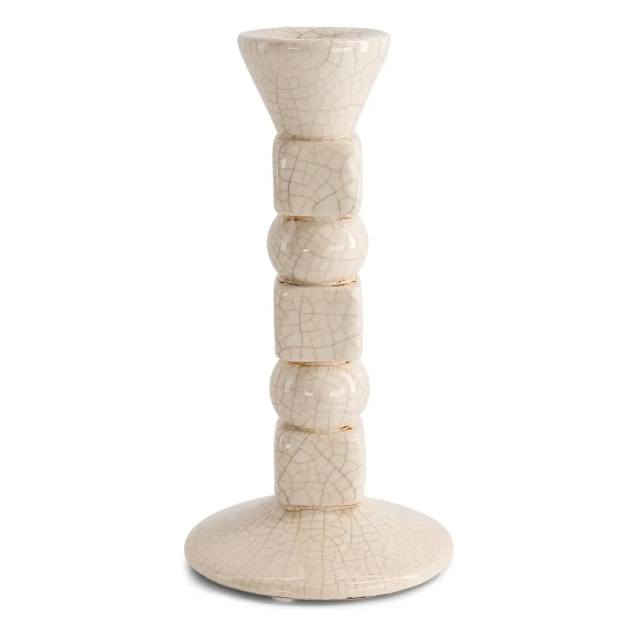 The Socialite Family - Candelabro Anna de cerámica craquelada, tamaño pequeño | Crema