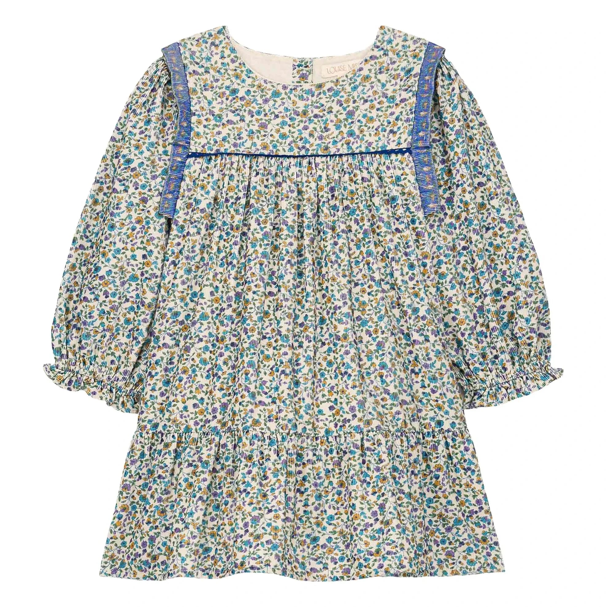 Louise Misha - Vestido Isatys Terciopelo Fino Estampado Floral | Azul