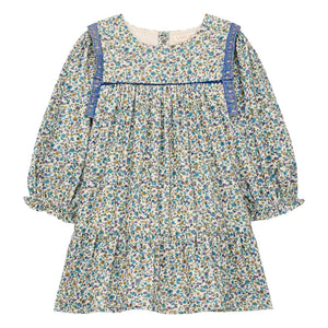 Louise Misha - Vestido Isatys Terciopelo Fino Estampado Floral | Azul
