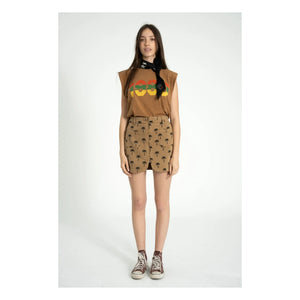Sisters Department - Camiseta de lino y algodón con hombreras Alicia Omuz | Marrón