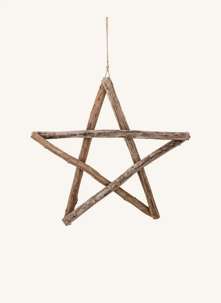 Bloomingville - Adorno Navideño de Madera en Forma de Estrella
