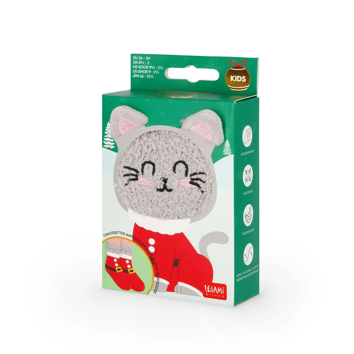 Legami - Calcetines de Navidad para Niños Kitty Santa - ¡Una combinación perfecta!
