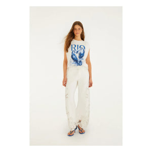 Farm Rio - Camiseta con hombreras Rio | Blanco