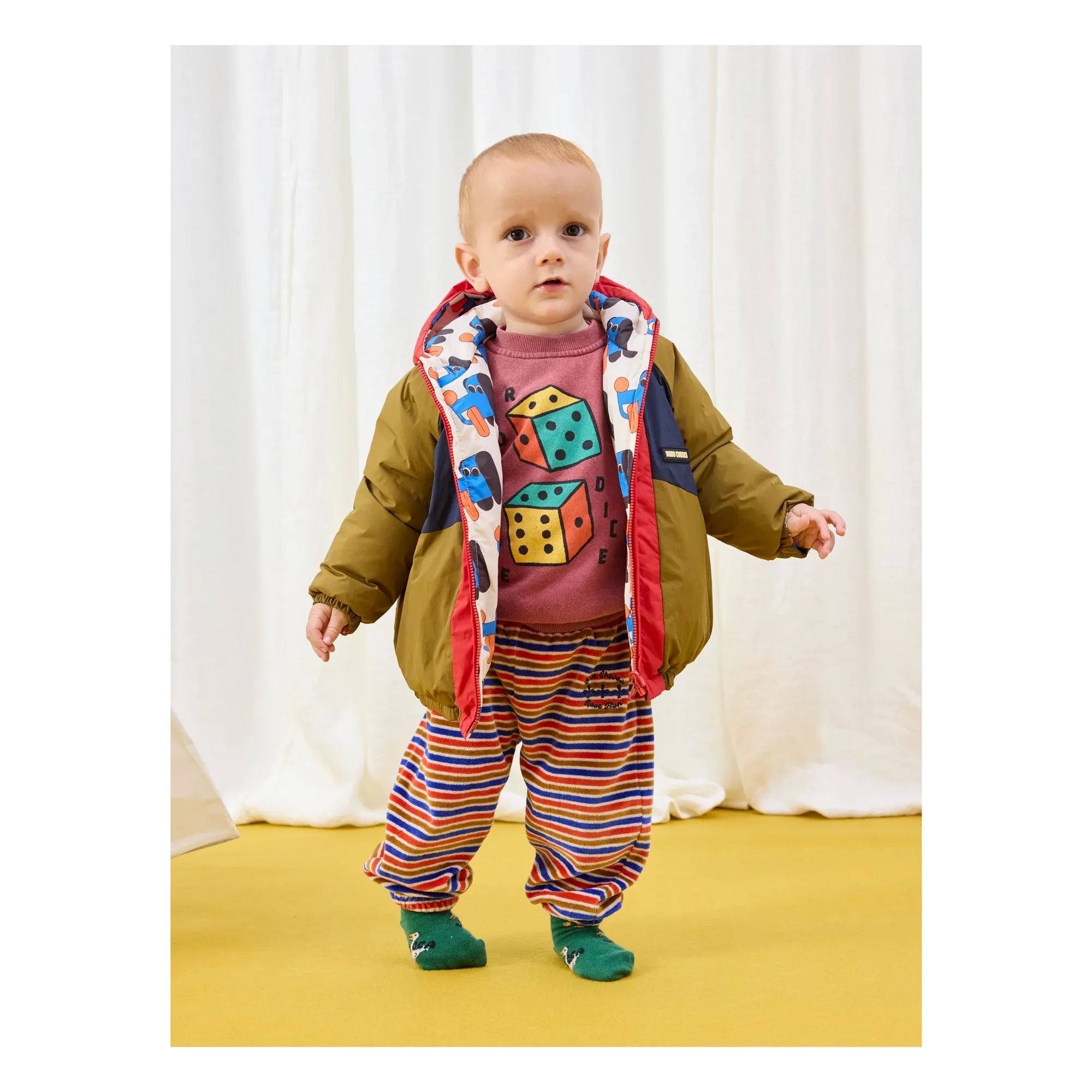 Bobo Choses - Chaqueta impermeable de fibra reciclada reversible para bebé | Azul