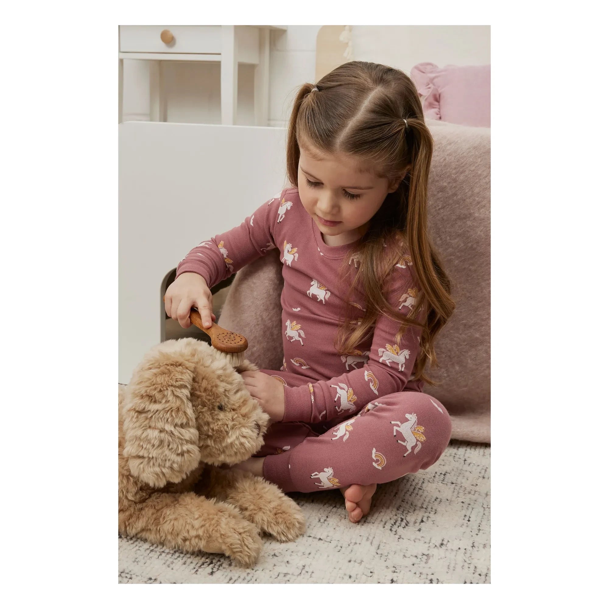 Petit Lem - Pijama Pegasus de algodón orgánico | Rosa empolvado