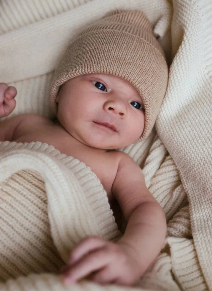 Hvid - Fonzie Gorro de bebé de lana merino | Sand