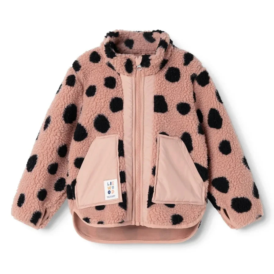 Liewood - Chaqueta Noam estilo sherpa con estampado de leopardo hecha de fibras recicladas | Rosa