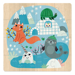 Vilac - Set de 3 Puzles de Animales del Mundo - 16 Piezas